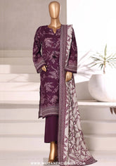 Sadabahar Printed Stitched Khaddar 3PC Collection - 2025 (PURPLE D-08)
